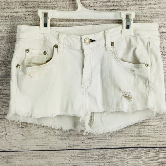 rag & bone Pants - Rag & Bone White Cut off Stretch Denim Shorts